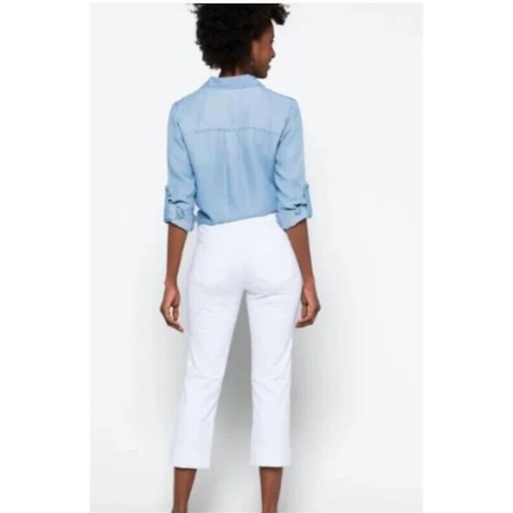 NWT Liverpool 12 31 Belinda CROP WIDE ROLLED CUFF White Jeans 114425